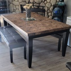 Marble Dinning Table (SOLID ROCK) Brown 