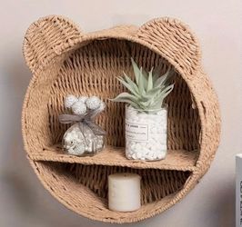 Wall Mounted Rattan Shelf for Nursery