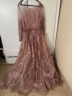 Long sleeve pink rose dress
