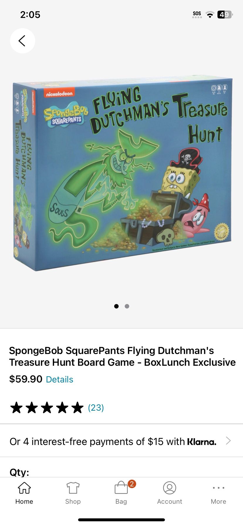 SpongeBob SquarePants The Flying Dutchman’s Treasure Hunt Board Game
