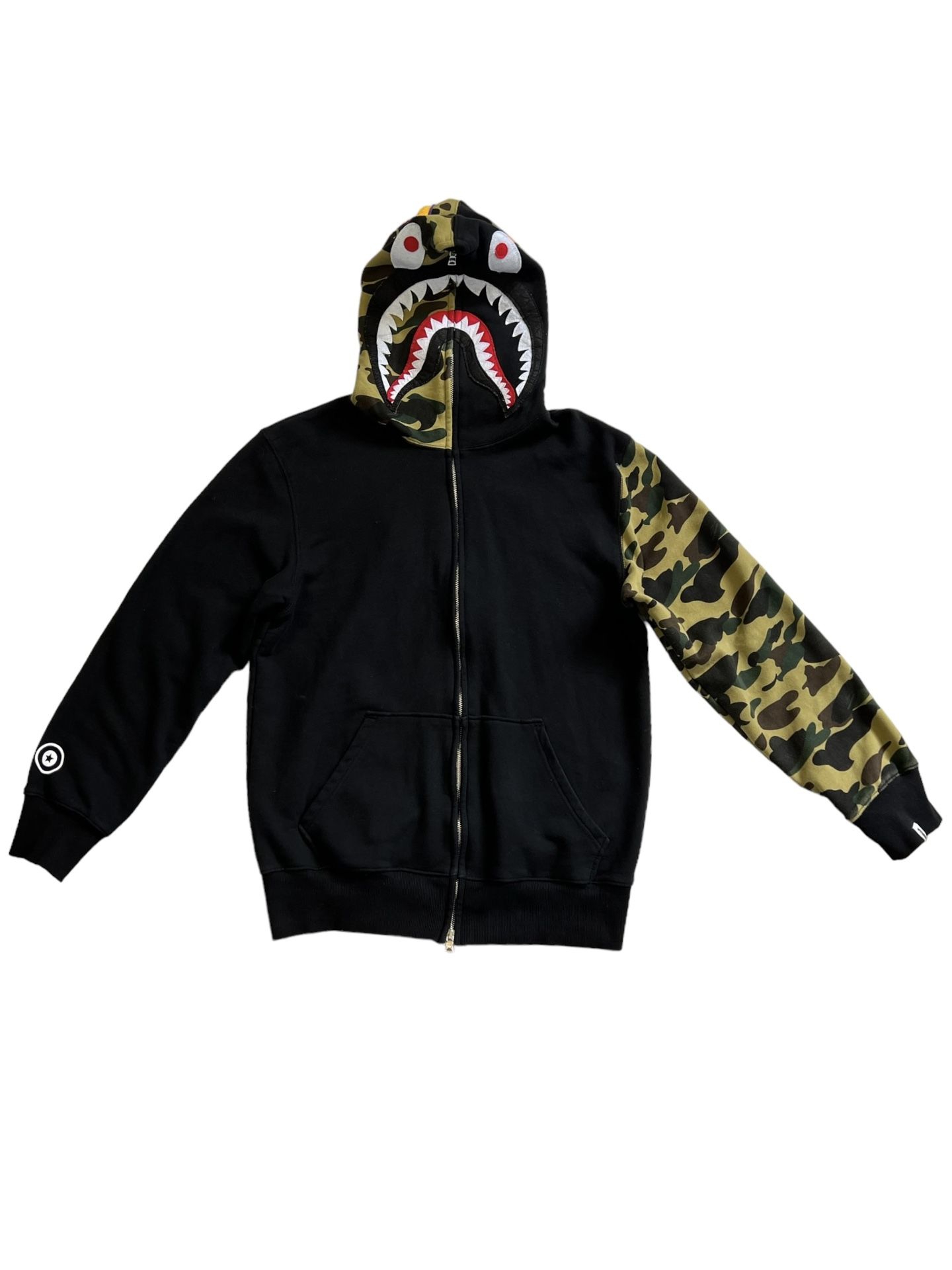 BAPE Shark Full Zip Hoodie Camo Sleeve Medium
