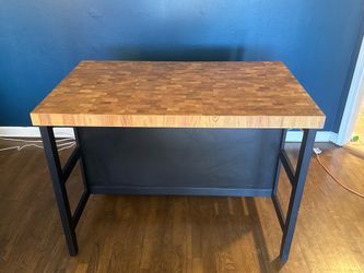 Wood Kitchen Island Table with Storage | Ikea Vadholma