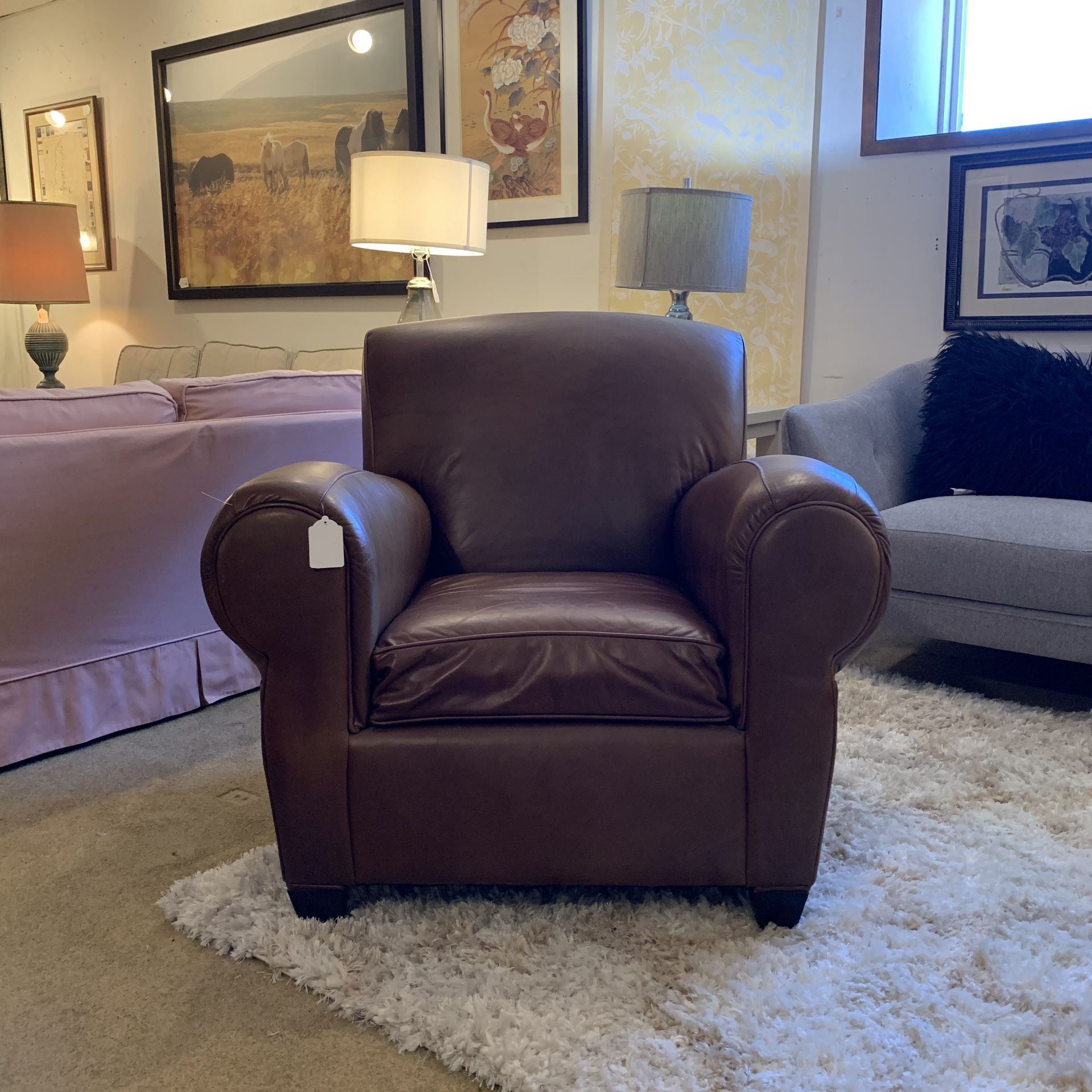 Cognac Brown Leather Club Chair