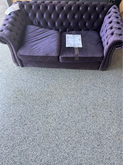 Purple Velvet Chesterfield Loveseat Sofa