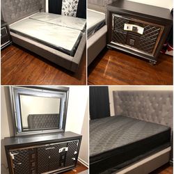 KING BEDROOM SET AND KING 14” MATTRESS SET DELIVERED ONLY FOR $1,350!!