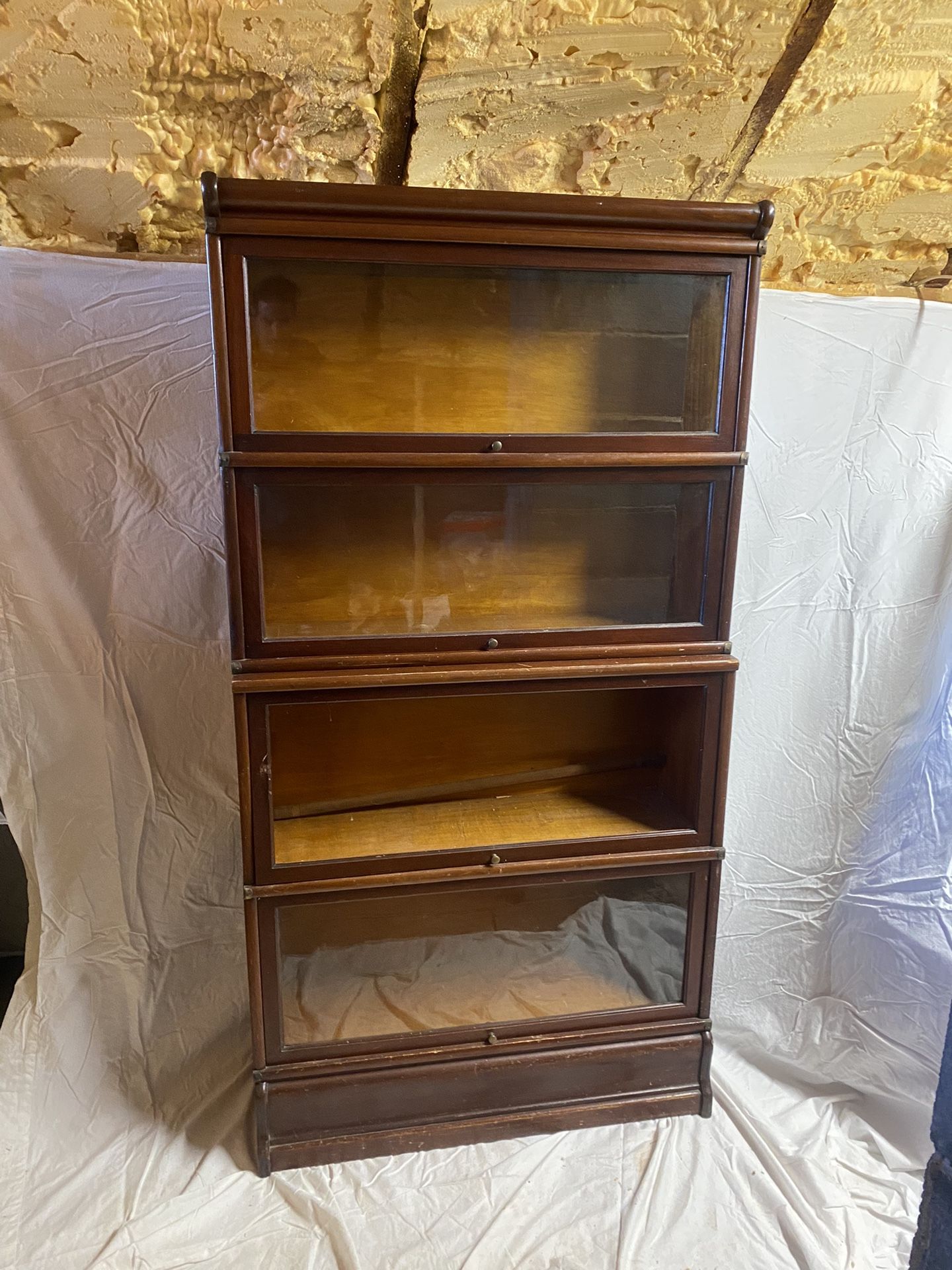 Antique Stacking Wood & Glass Shelf System