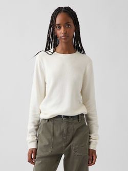 GAP CashSoft Crewneck Sweater White Soft Cozy Cotton Nylon Knit Pullover NWT L