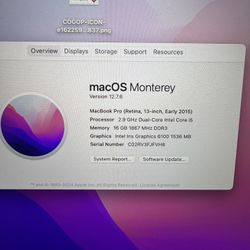 2015 Macbook Pro 13 Inch 16 Gig