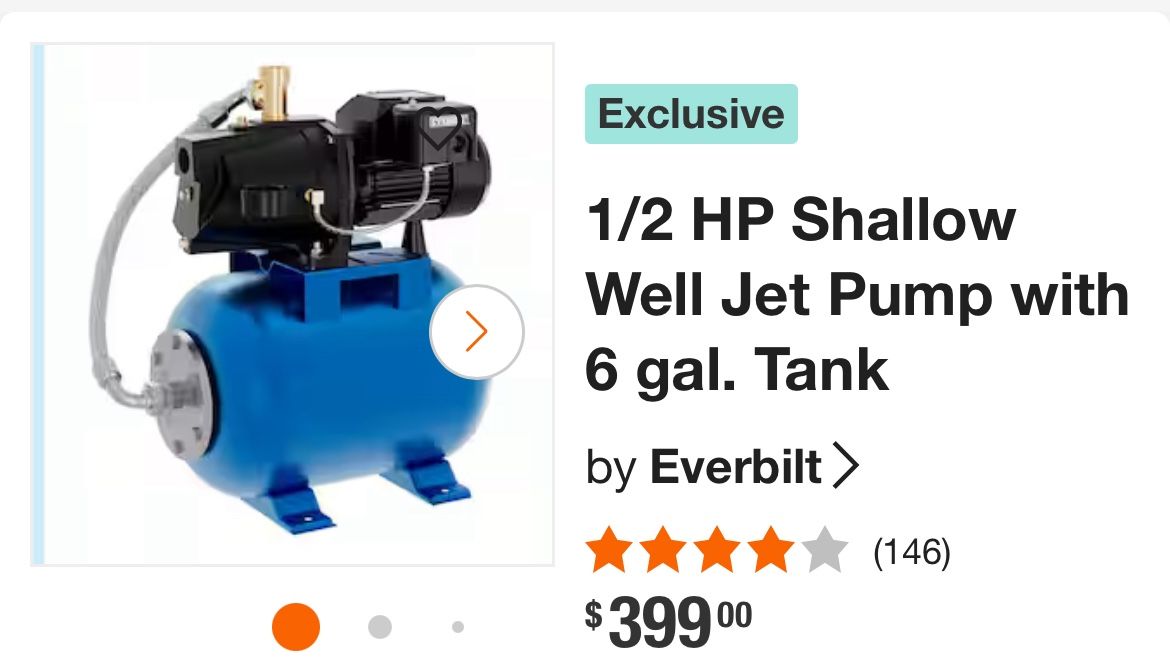 Jet Pump, Shallow Well Pump With Tank