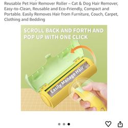 $5-Reusable Pet Hair Remover Roller - Cat & Dog Hair Remover, Easy-to-Clean, Reusable and Eco-Friendly, Compact and Portable. Easily Removes Hair from