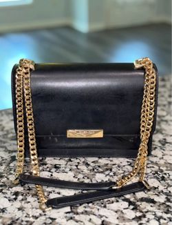 Michael Kors black leather shoulder/crossbody bag with gold chain hardware