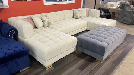 Velvet Double Chaise "U" Shape Section