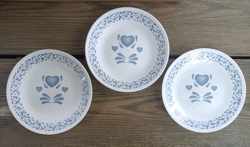 Vintage Corelle Blue Heart Set Of 3 Bread & Butter Dishes ✨$14 For ALL✨