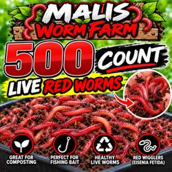 Malis Worm Farm 500 Count Live Red Worms