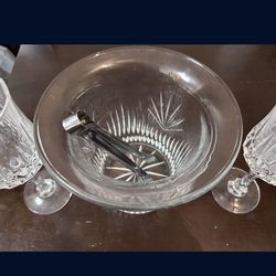 Glass Ice Bucket And 2 Glasses