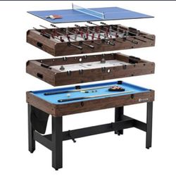 MD Sports 54" 4-in-1 Combo Game Table, Foosball, Air Powered Hockey, Table Tennis, Billiards 