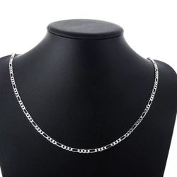 24" .925 SOLID STERLING SILVER FIGARO NECKLACE 4MM THICK CHAIN