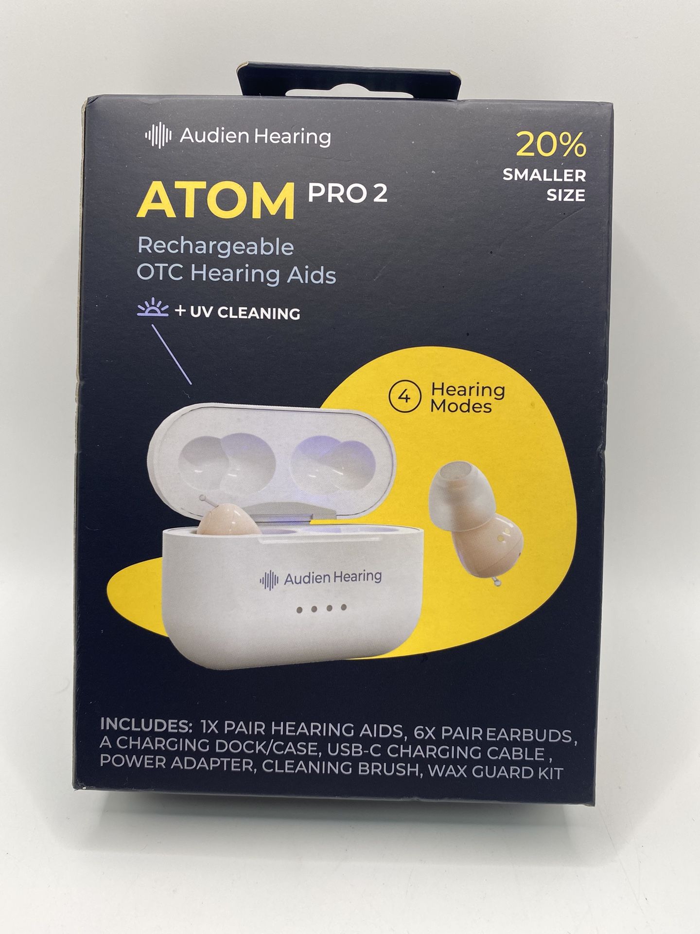 Wireless Rechargeable OTC Hearing Aid Genuine Sealed - Audien ATOM PRO 2