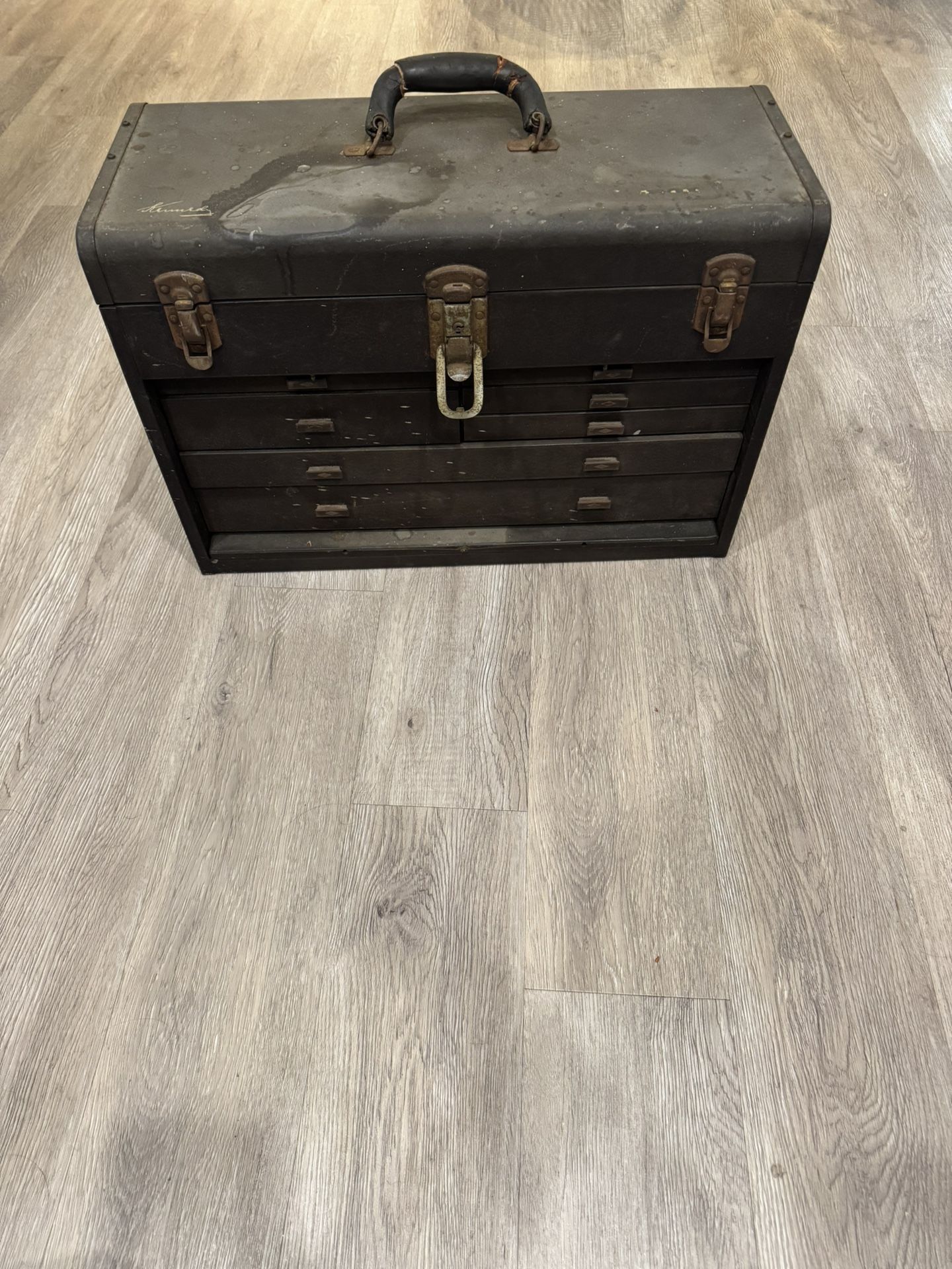 Vintage Kennedy Kits Tool Box Machinist Chest Felt Lining 7 Drawer Model 520 + TONS OF VINTAGE TOOLS