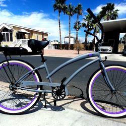 💀HBBC SkullXBones Beach Cruiser Battleship Matte Grey & Purple