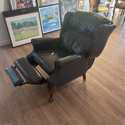 Blue Leather Recliner Chair 