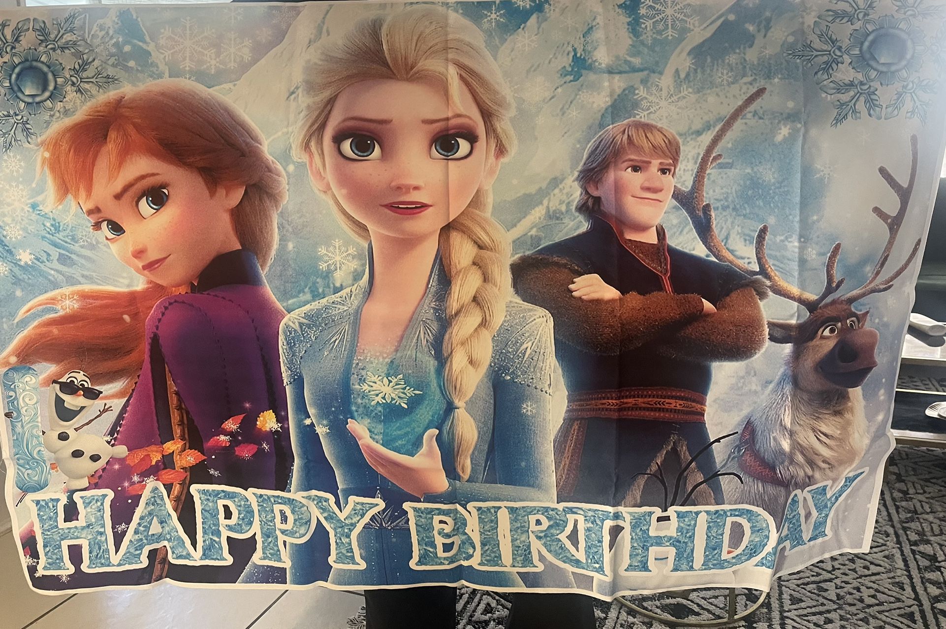Frozen Birthday Stuff Backdrop Plates Napkins Cake Candle Cupcakes And Blue Tub table And Around Decor Table