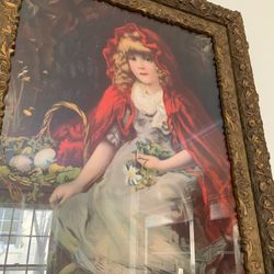 Beautiful Little Red Riding Hood Print - Elegant Wooden Frame 20+”x 2” x 25+”