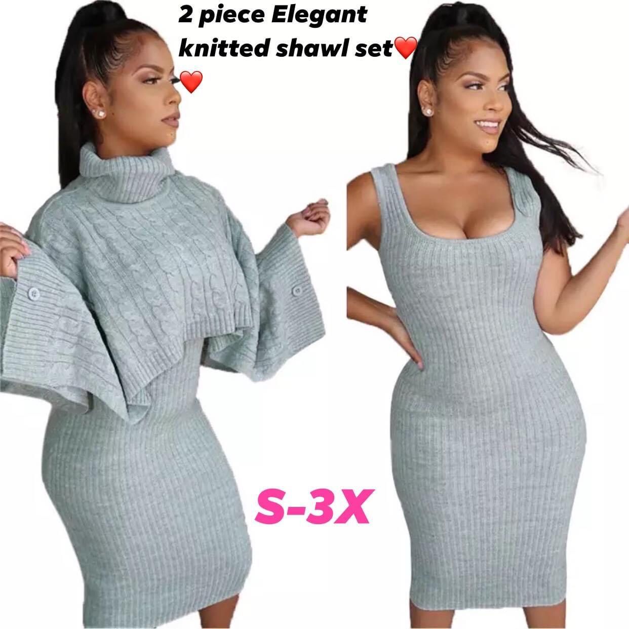 Elegant Knitted Shawl Set