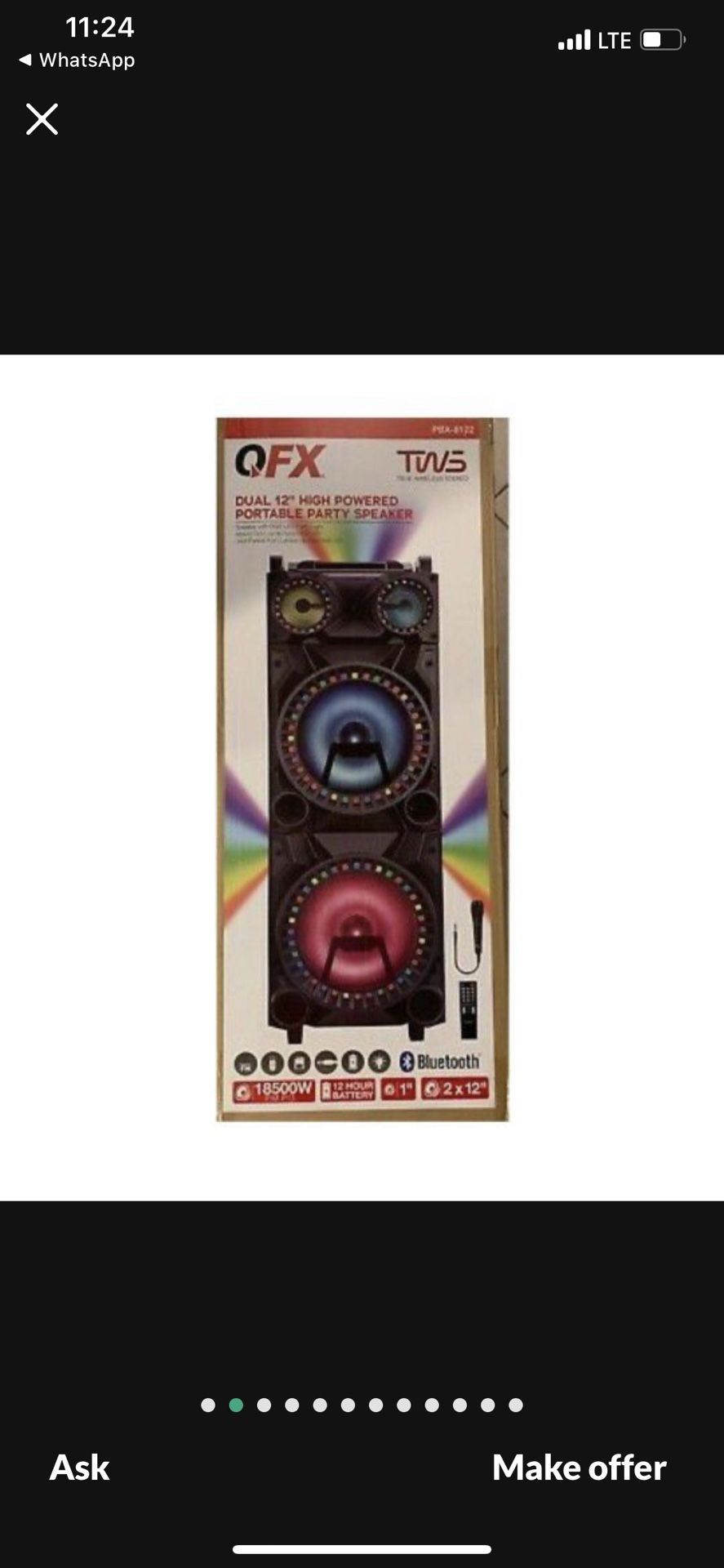 QFX 12" DJ Speaker with Surround Lights PBX-8122 / Altavoz Con Luces