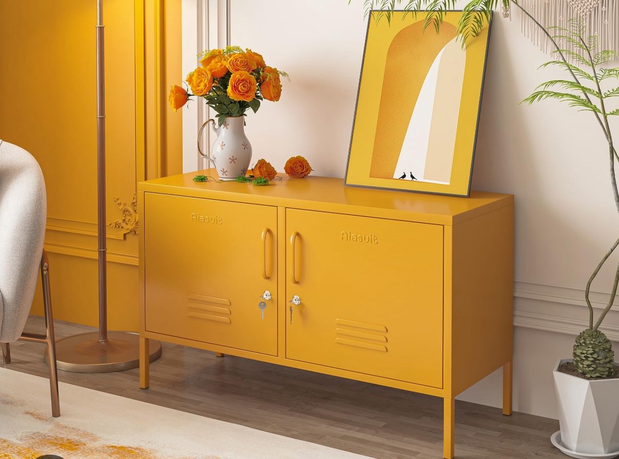 Aiasuit Metal Storage Cabinet Adjustable ( Yellow Color Only)