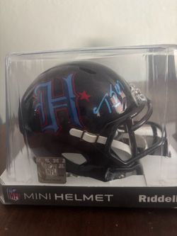 Houston Texans mini helmet signed by Tank Dell