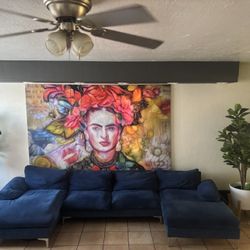 Blue Velvet Couch And Frida XL FRAME