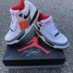 Air Jordan Nike Flight Squad Mens White Concrete Design Size 8.5