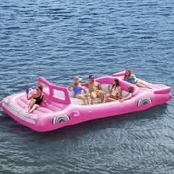 Giant 6-Person Inflatable Retro Limo Convertible Cruiser Island Float Lake Tube