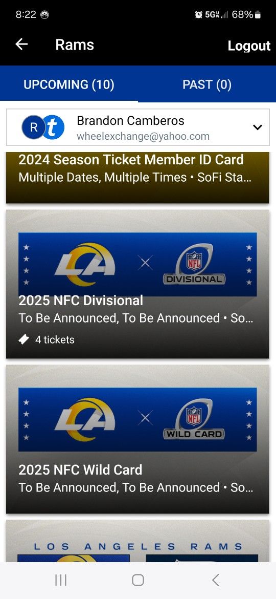 4 SEATS RAMS PLAYOFF TICKETS