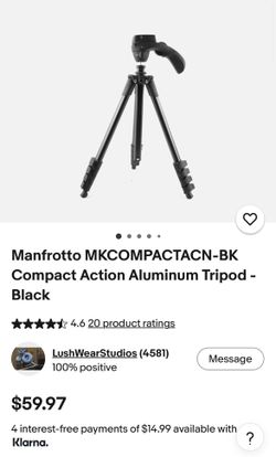 Manfrotto MKCOMPACTACN-BK Compact Action Aluminum Tripod - Black