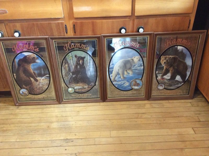 (4) Vintage Hamm’s Beer Mirrors-American Bear Collection