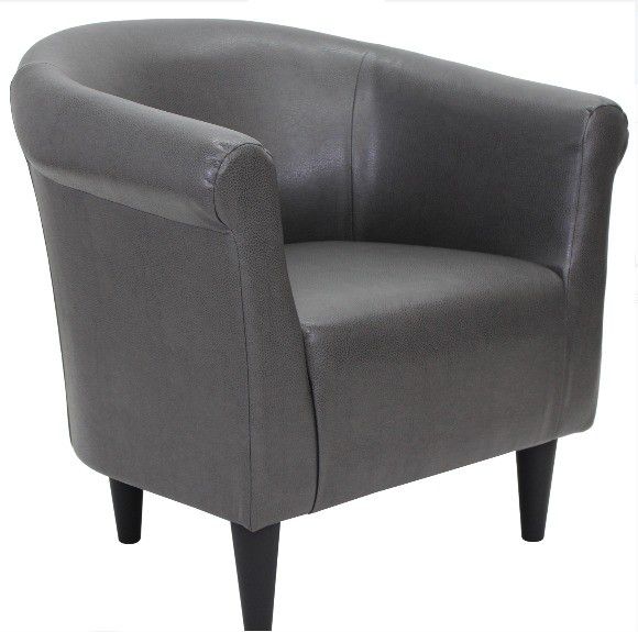 B2-185A Faux Leather Bucket Accent Chair, Carbon. New.