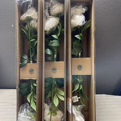 3pk 25" White Peony Artificial Stems - Hearth & Hand™ with Magnolia
