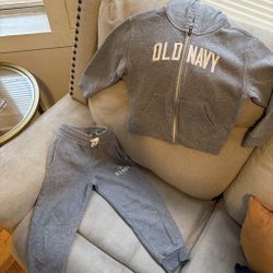 Boys Gray Old Navy Jogger Suit 