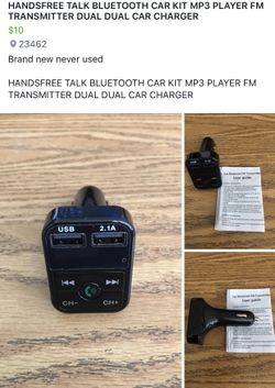 Wireless Bluetooth Car Kit Handsfree Talk MP3 player fm w