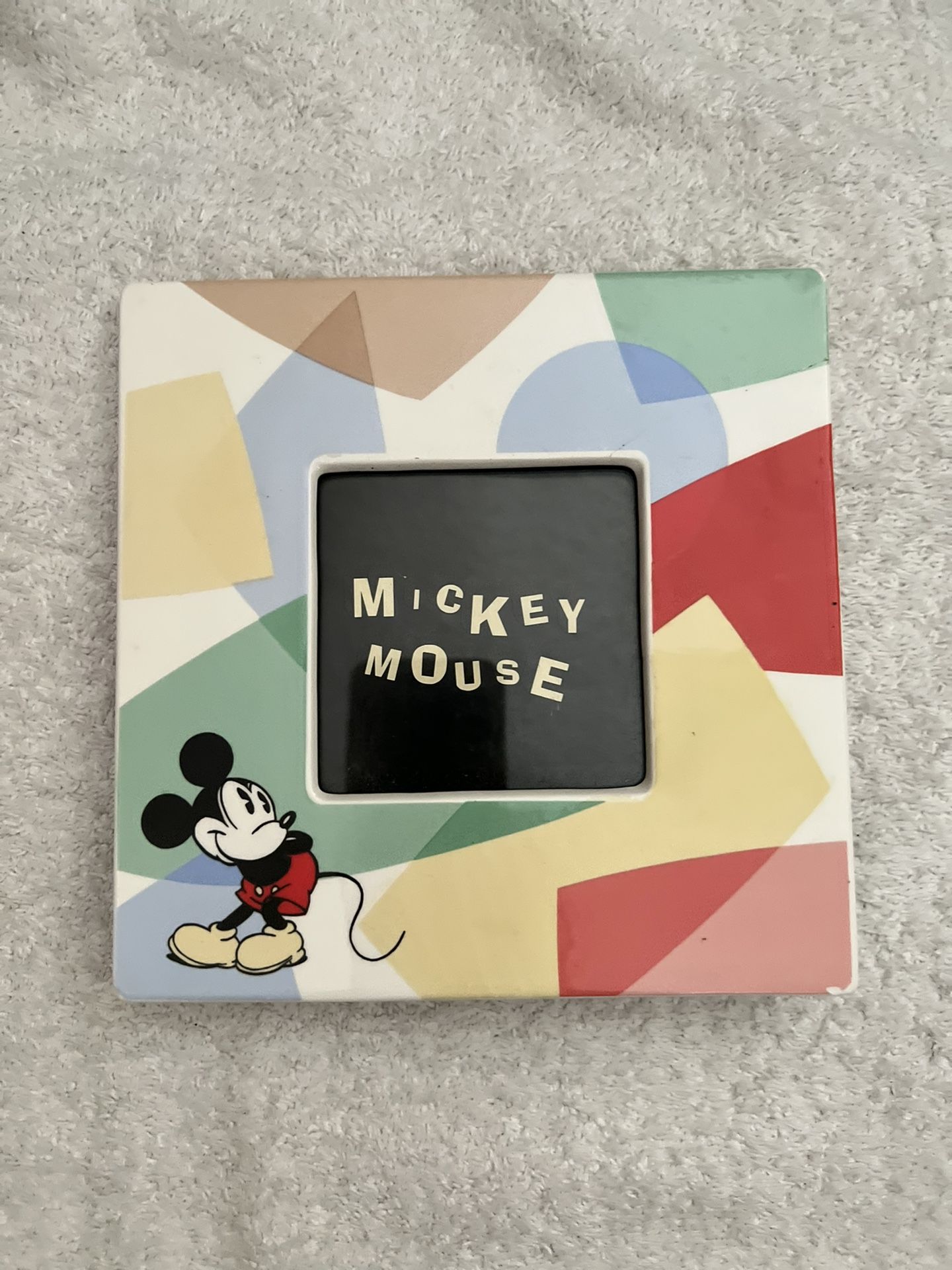 Disney Mickey Mouse Photo Frame With Felt Back And Stand 6.5” X 6.5”