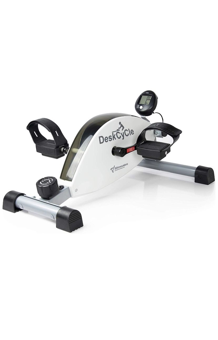 Desk cycle exercise bike pedal exerciser in white