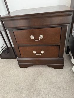 Dark Cherry Wood 2-Drawer Nightstand