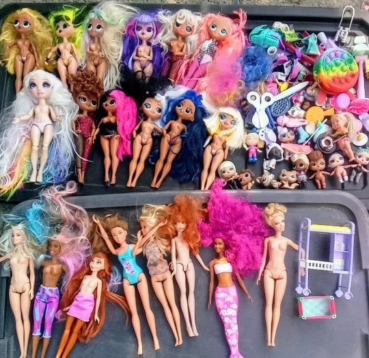 Lot Of LoL Surprise Dolls& Barbie Dolls And Accessories