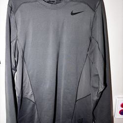 RARE Nike Pro Fitted Long Sleeve Shirt Mens XL Black Gray GRAPHIC ZIG ZAG DESIGN
