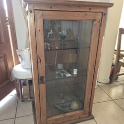 Wood & Glass Display Cabinet with Shelves and Lighting