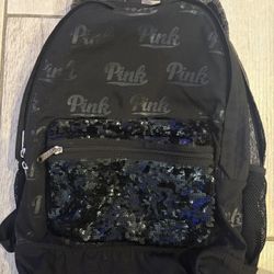 Large PINK Victoria’s Secret Backpack School Travel Laptop Compartment black