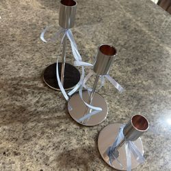 60 Silver Candlestick Holders (3 Heights)