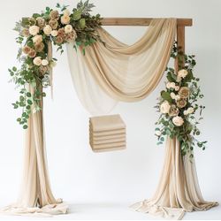 Wedding Arch Draping Fabric 6 Panels 28.7" x 20FT, Champagne NEW!! NIB